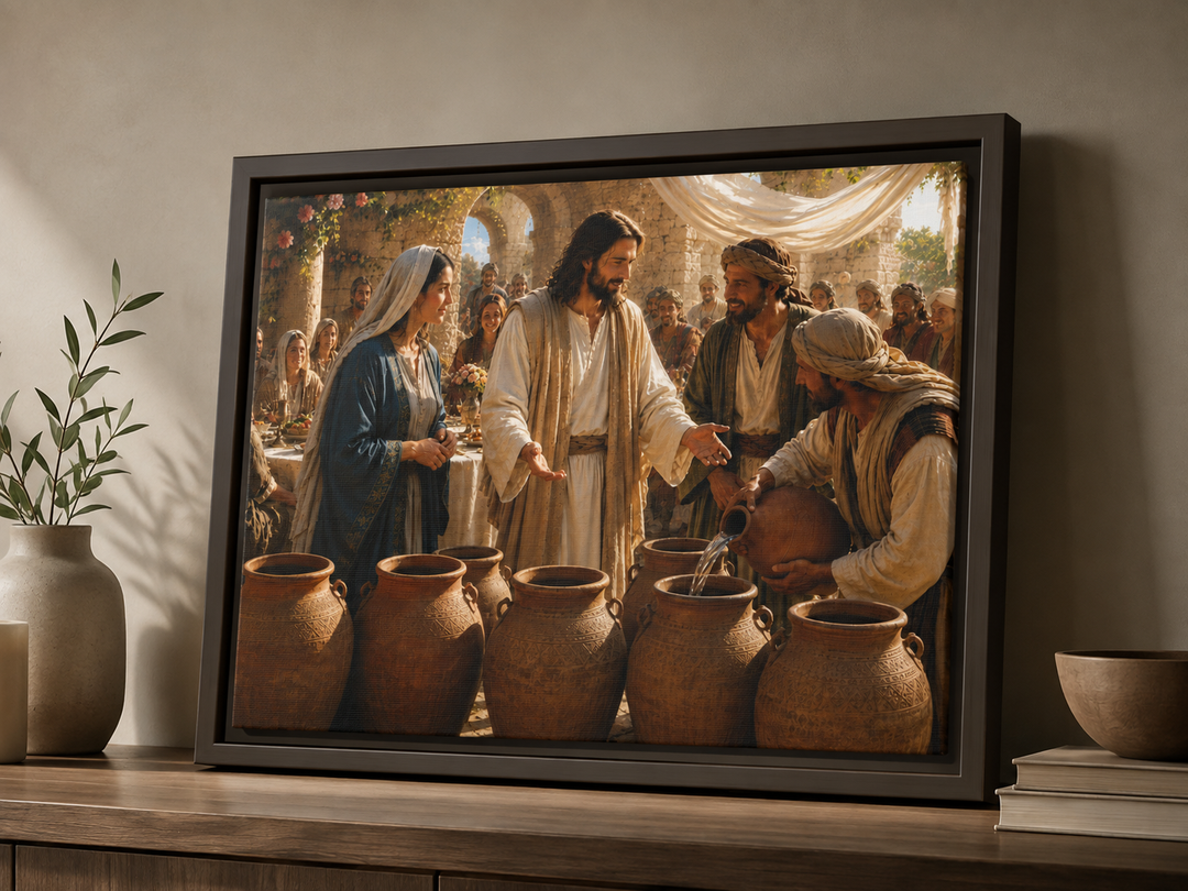 Wedding at Cana biblical canvas wall art