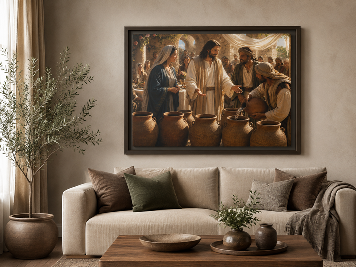 Wedding at Cana framed biblical wall art