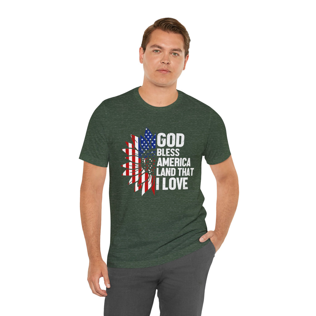 Patriotic T-Shirt, God Bless America Tee, Unisex Short Sleeve Shirt, Independence Day Gift, USA Pride Apparel, Americana Clothing