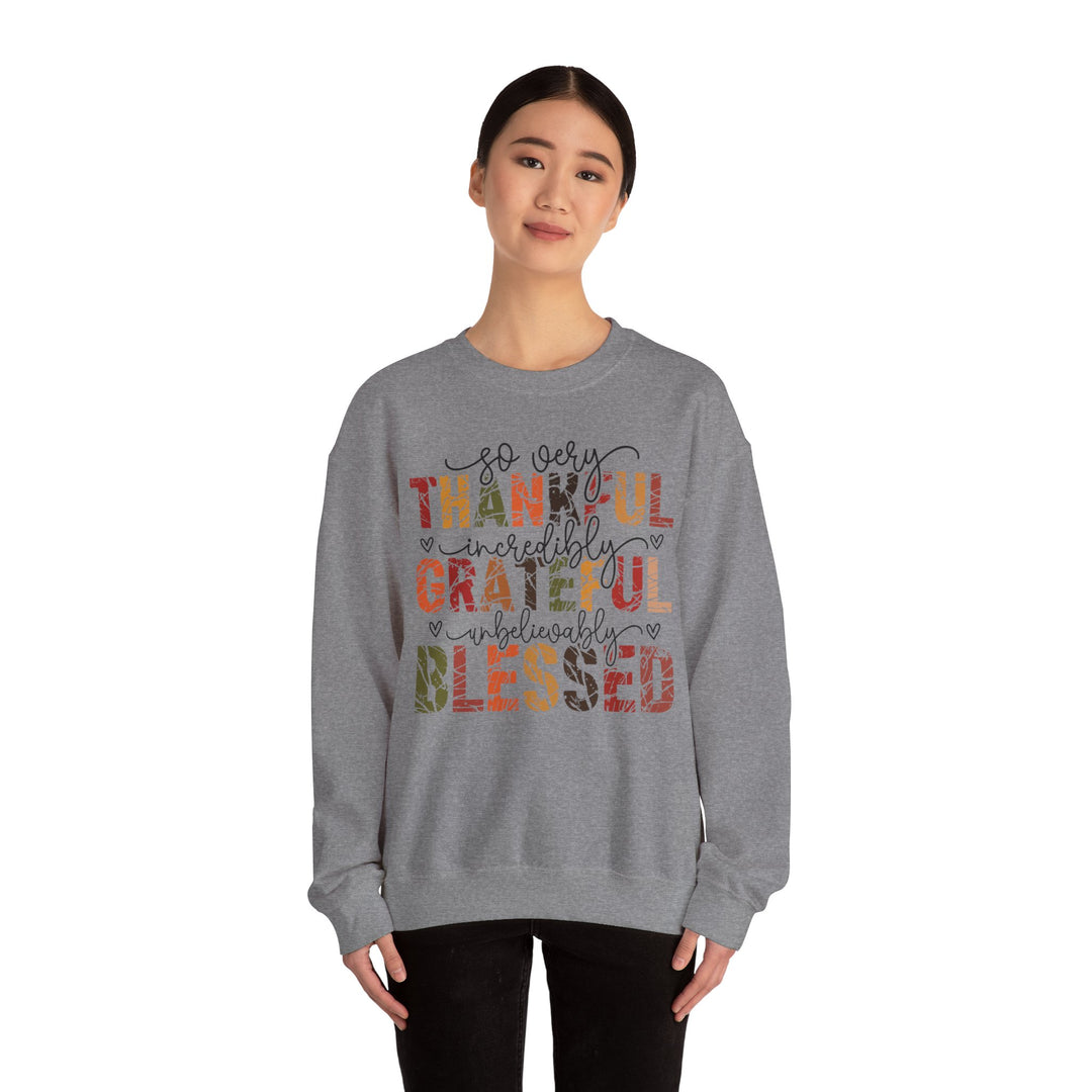 Thankful Grateful Blessed Sweatshirt | Cozy Fall Crewneck | Perfect Gift for Thanksgiving, Family Gatherings, Daily Comfort, Holiday Wear