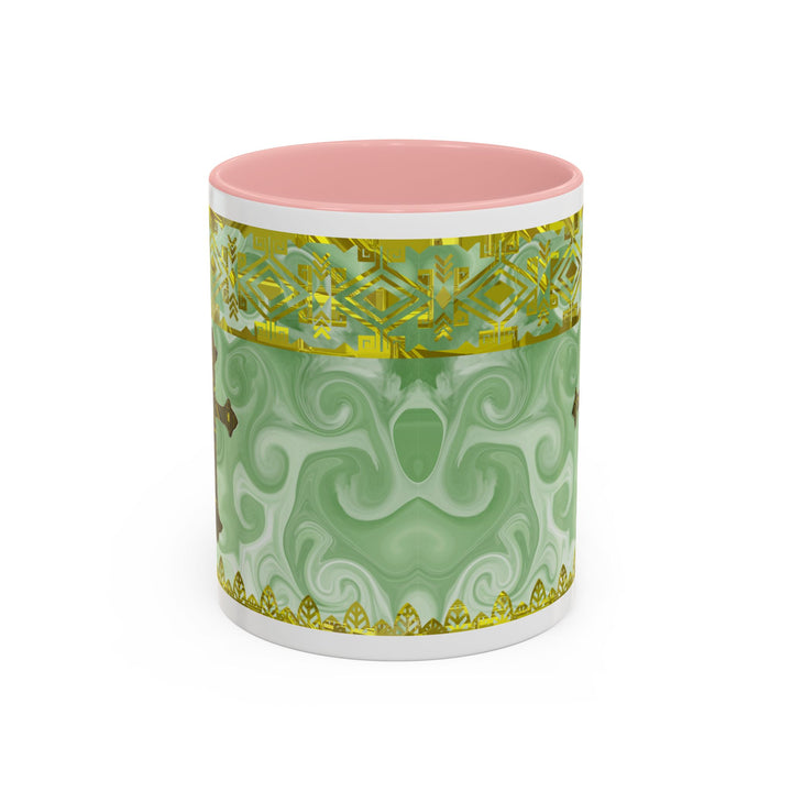 Gold Cross on Mint Marble – Elegant Christian Mug