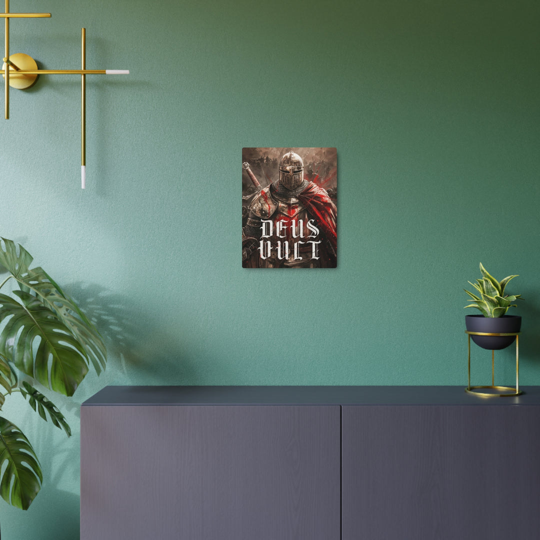 "Deus Vult - God Wills It" - Medieval Christian Knight Metal Wall Art