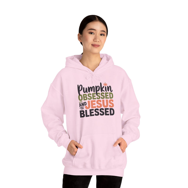 Hooded Sweatshirt - Pumpkin Obsessed and Jesus Blessed Fall Design