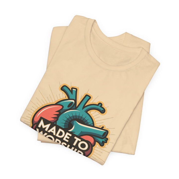Made to Worship Unisex Jersey Tee, Heart Design Shirt, Casual Wear, Faith T-Shirt, Gift for Worshippers, Spiritual Apparel