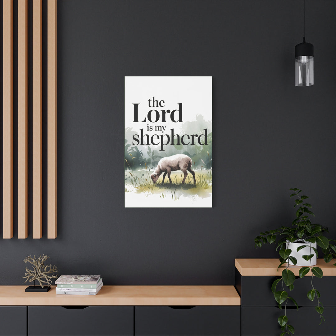 The Lord Is My Shepherd Canvas | Psalm 23 Watercolor Christian Wall Art
