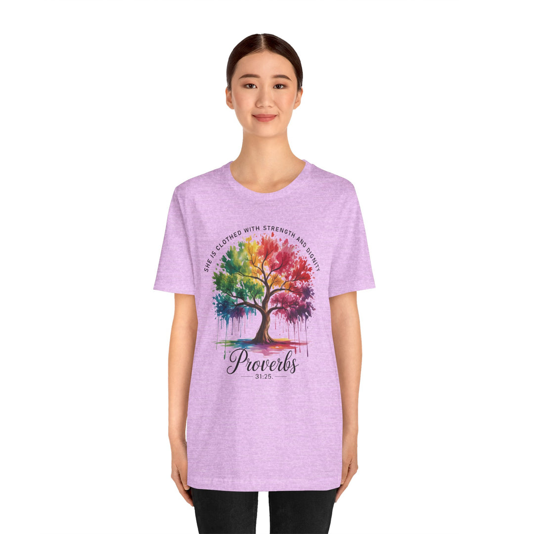 Rainbow Tree of Life Tee - Proverbs 31:25 Inspirational Shirt