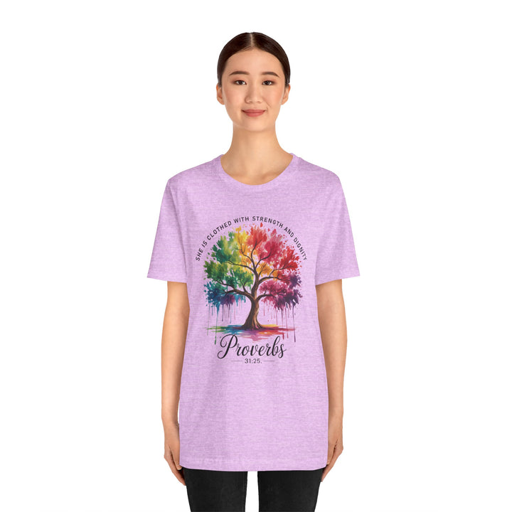 Rainbow Tree of Life Tee - Proverbs 31:25 Inspirational Shirt