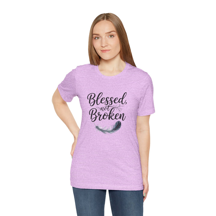 Blessed Not Broken - Graceful Feather Unisex Tee - Walk in Healing and Hope