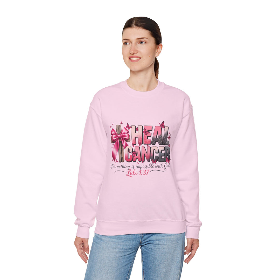 Inspirational Cancer Awareness Crewneck Sweatshirt, Comfort for Fighters, Supportive Gift, Breast Cancer Awareness, Faith & Hope
