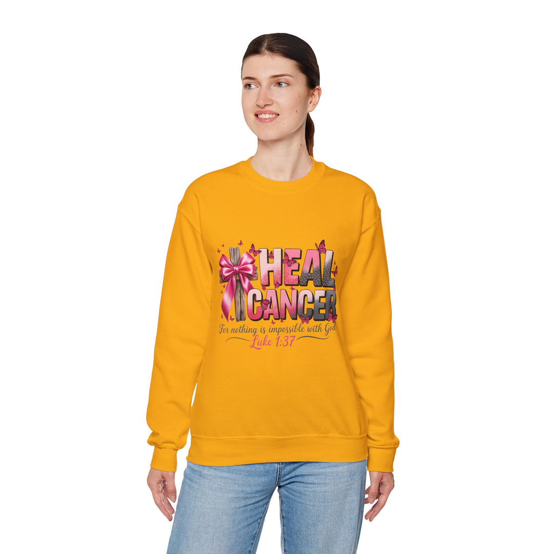Inspirational Cancer Awareness Crewneck Sweatshirt, Comfort for Fighters, Supportive Gift, Breast Cancer Awareness, Faith & Hope