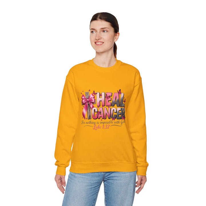 Inspirational Cancer Awareness Crewneck Sweatshirt, Comfort for Fighters, Supportive Gift, Breast Cancer Awareness, Faith & Hope