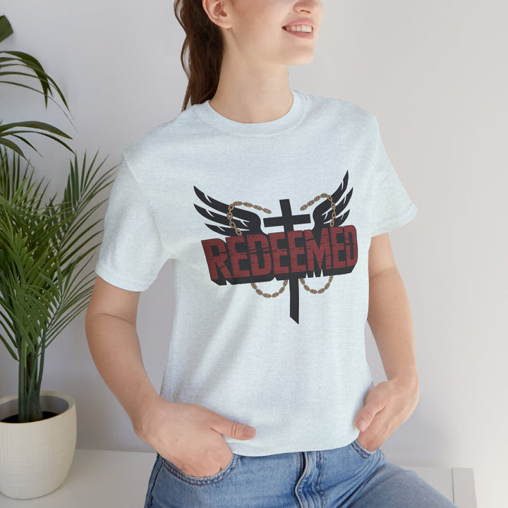 Christian Themed Unisex Short Sleeve Tee, Redeemed Shirt, Faith-Based Apparel, Inspirational T-Shirt, Spiritual Gift, Casual Wear