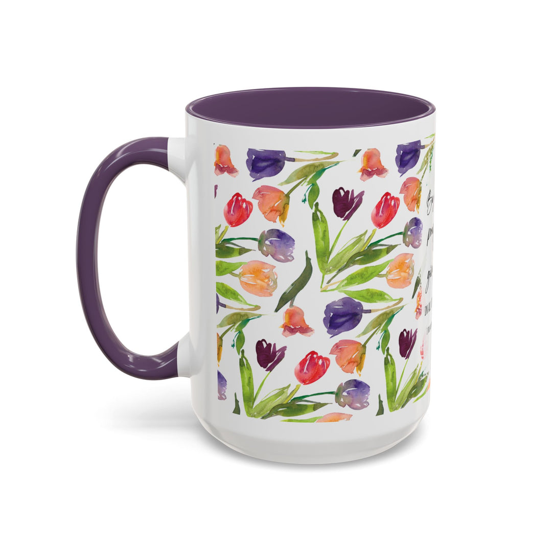 Be Joyful Always – Watercolor Tulip Scripture Mug