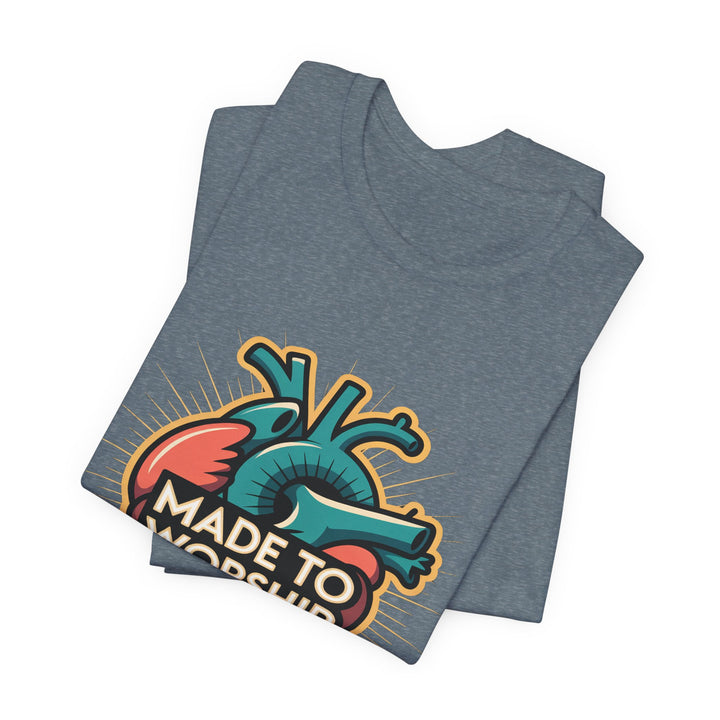 Made to Worship Unisex Jersey Tee, Heart Design Shirt, Casual Wear, Faith T-Shirt, Gift for Worshippers, Spiritual Apparel