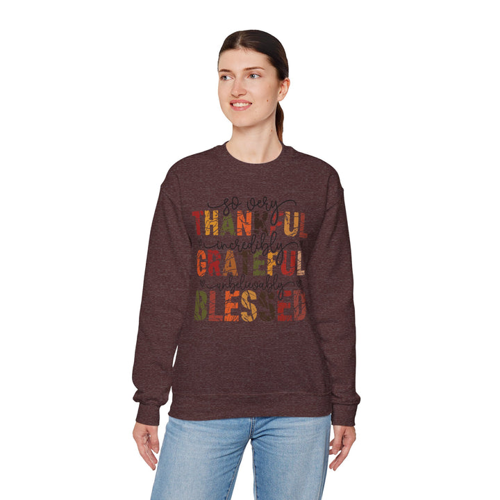 Thankful Grateful Blessed Sweatshirt | Cozy Fall Crewneck | Perfect Gift for Thanksgiving, Family Gatherings, Daily Comfort, Holiday Wear