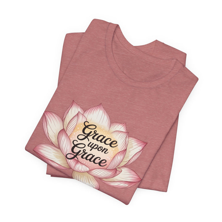 Lotus Blossom Inspirational Tee, Grace Upon Grace T-shirt, Mindfulness Gift, Spiritual Apparel, Relaxed Fit Tee, Yoga Wear