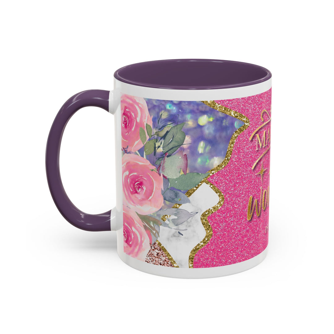 Made to Worship  Pink Glitter Floral Christian Mug