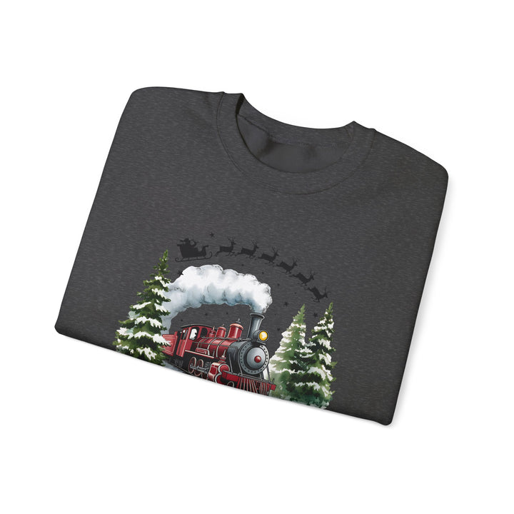 Believe Train Sweatshirt, Cozy Winter Crewneck, Christmas Gift, Holiday Apparel, Unisex Fleece
