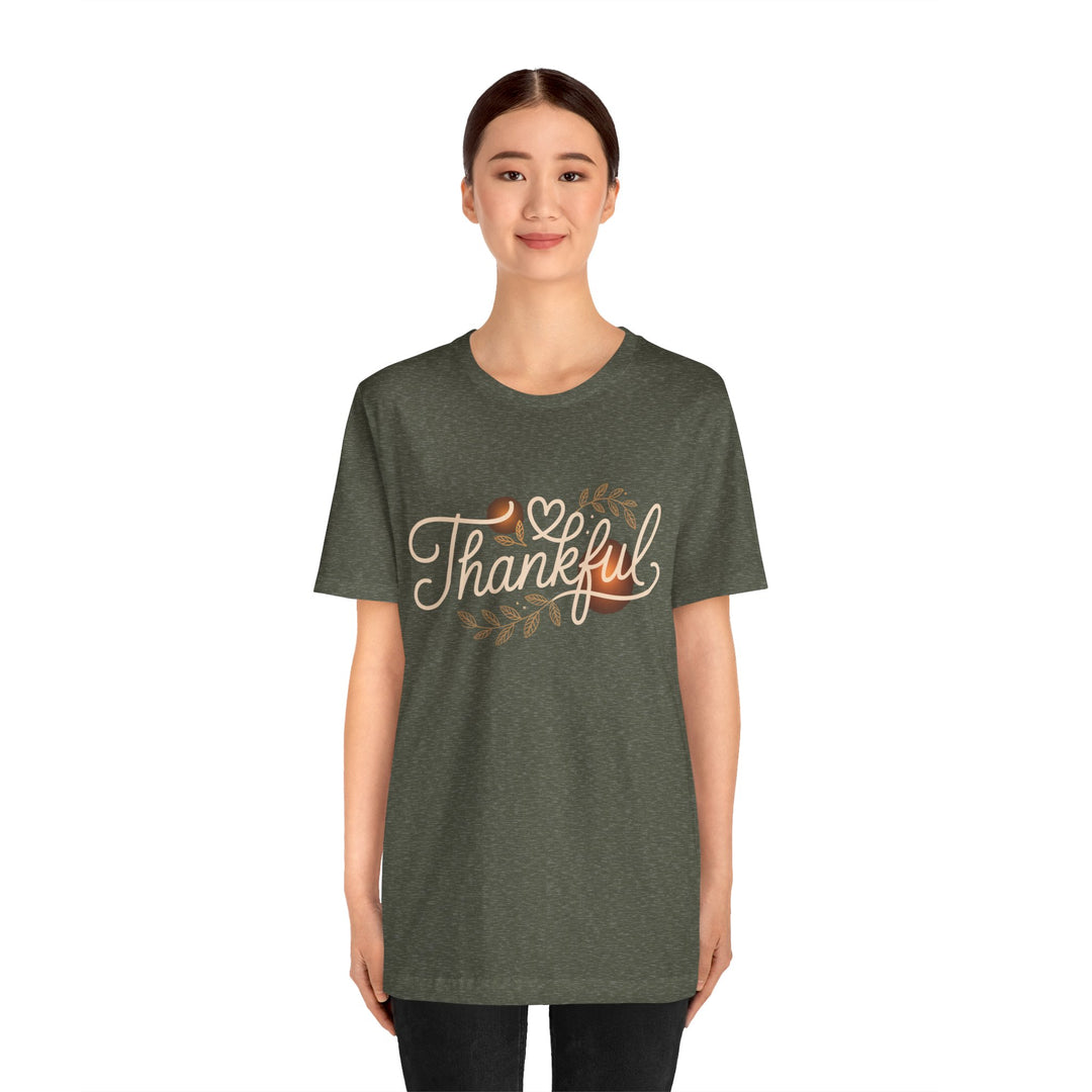 Thankful Tee - Unisex Jersey Short Sleeve Shirt for Thanksgiving, Gratitude Gift, Casual Wear, Family Gathering, Everyday Comfort
