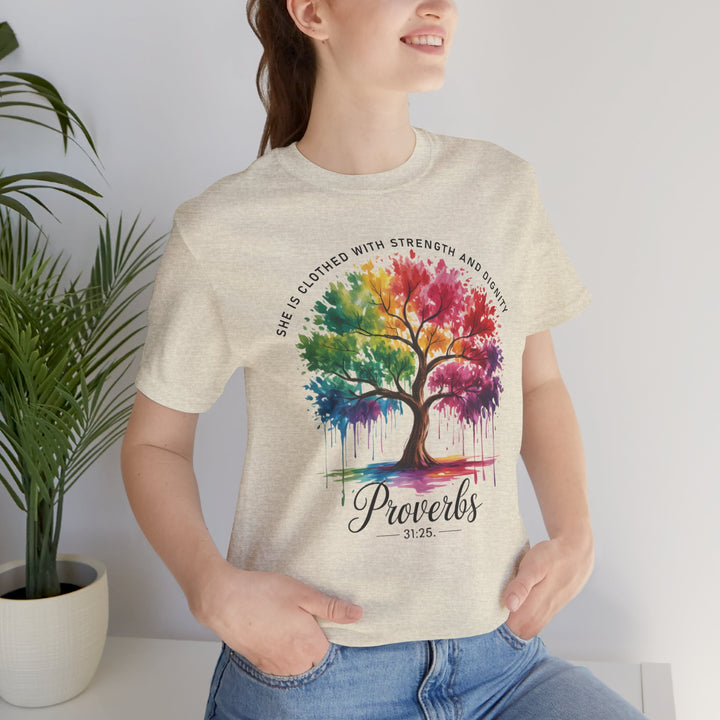 Rainbow Tree of Life Tee - Proverbs 31:25 Inspirational Shirt
