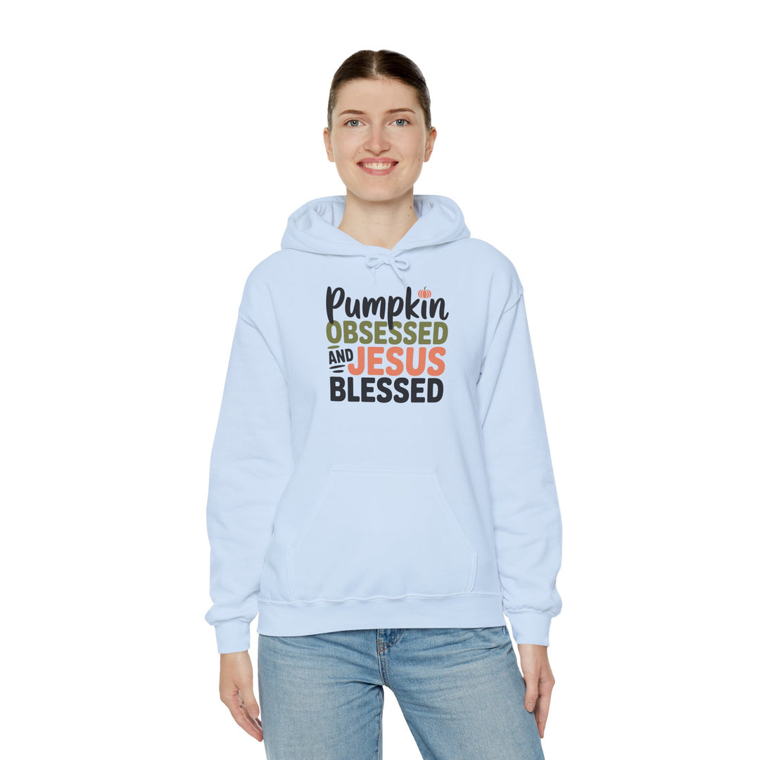 Hooded Sweatshirt - Pumpkin Obsessed and Jesus Blessed Fall Design