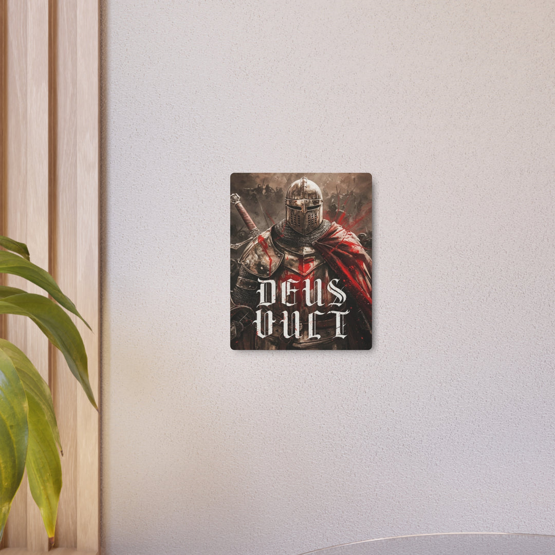 "Deus Vult - God Wills It" - Medieval Christian Knight Metal Wall Art
