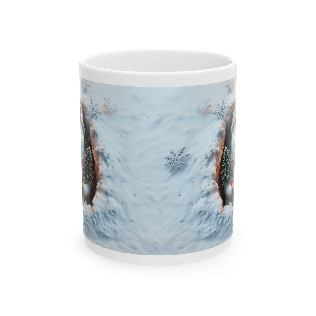 Cozy Winter Snoman Ceramic Mug - Snowflake Design, Holiday Gift, Coffee Cup, Tea Mug, Winter Decor, Home & Kitchen