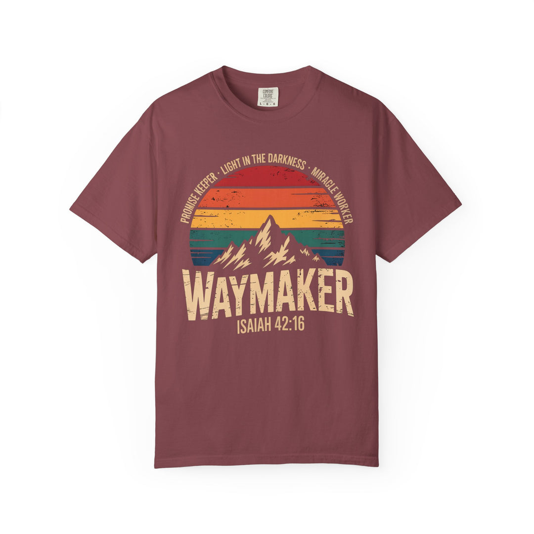 Waymaker Retro Christian T-Shirt - Isaiah 42:16 Vintage Sunset Design