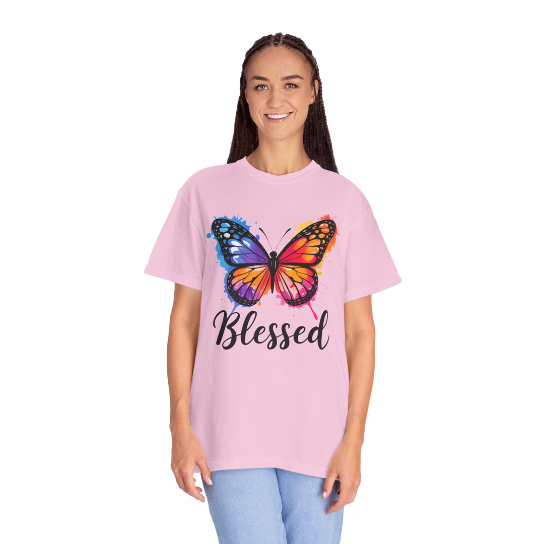 Watercolor Butterfly T-Shirt Blessed Radiant Renewed Unshakably Blessed