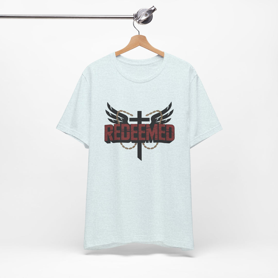 Christian Themed Unisex Short Sleeve Tee, Redeemed Shirt, Faith-Based Apparel, Inspirational T-Shirt, Spiritual Gift, Casual Wear