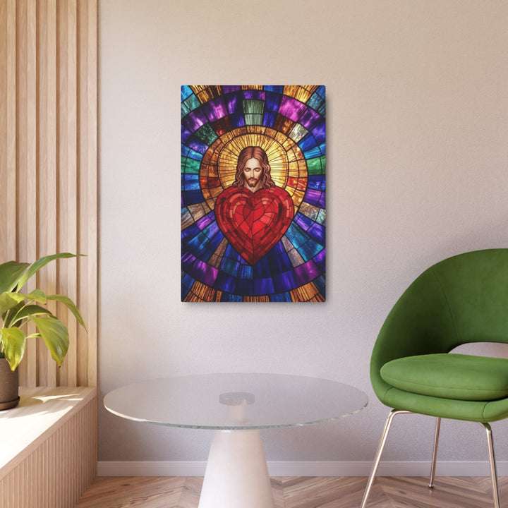 Sacred Heart of Jesus - Stained Glass Style Metal Wall Art