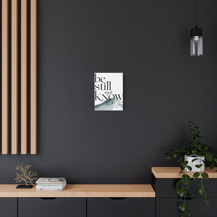 Be Still and Know – Psalm 46:10 Canvas Print | Minimalist Christian Wall Art with Mountain Design