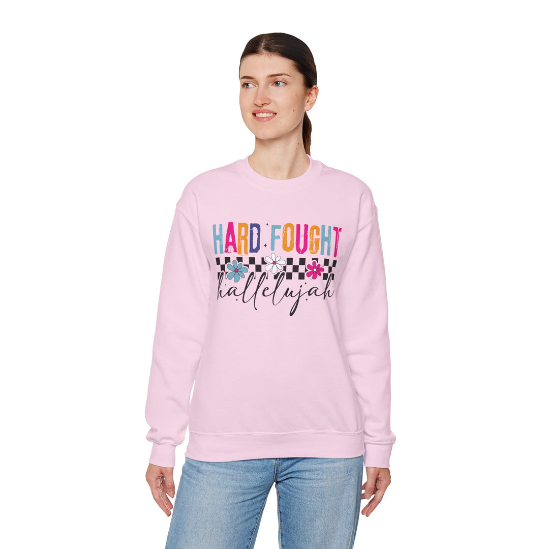 Hard Fought Hallelujah Sweatshirt | Inspirational Crewneck | Gift for Her | Cozy Casual Wear | Perfect for Holidays and Celebrations