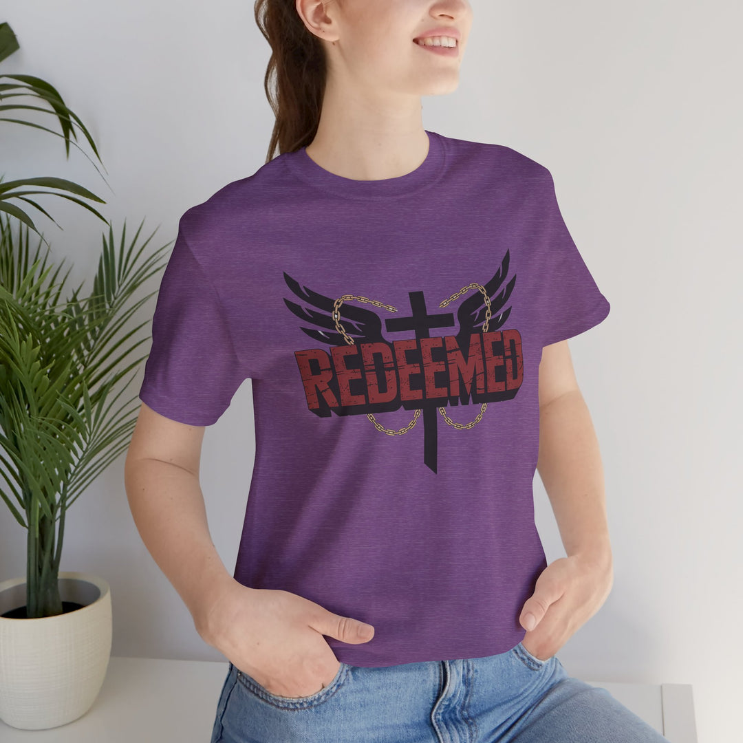 Christian Themed Unisex Short Sleeve Tee, Redeemed Shirt, Faith-Based Apparel, Inspirational T-Shirt, Spiritual Gift, Casual Wear