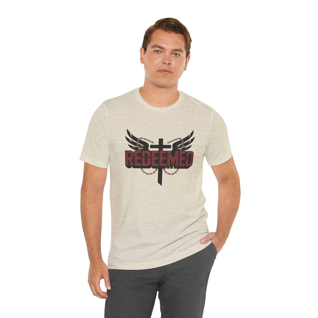 Christian Themed Unisex Short Sleeve Tee, Redeemed Shirt, Faith-Based Apparel, Inspirational T-Shirt, Spiritual Gift, Casual Wear