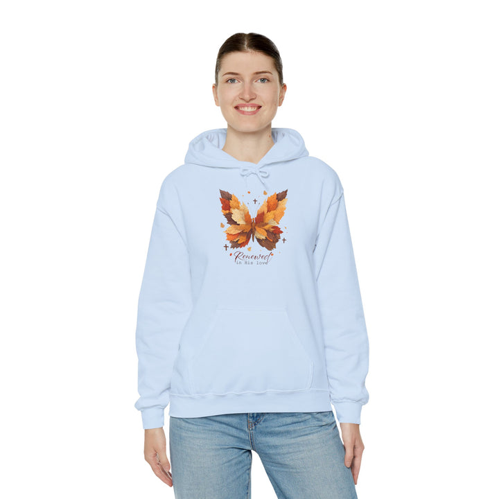 Butterfly Hoodie - Renewed in His Love - Fall Leaves Design