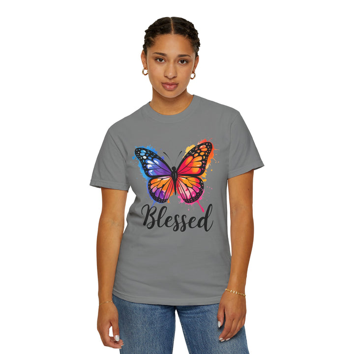 Watercolor Butterfly T-Shirt Blessed Radiant Renewed Unshakably Blessed