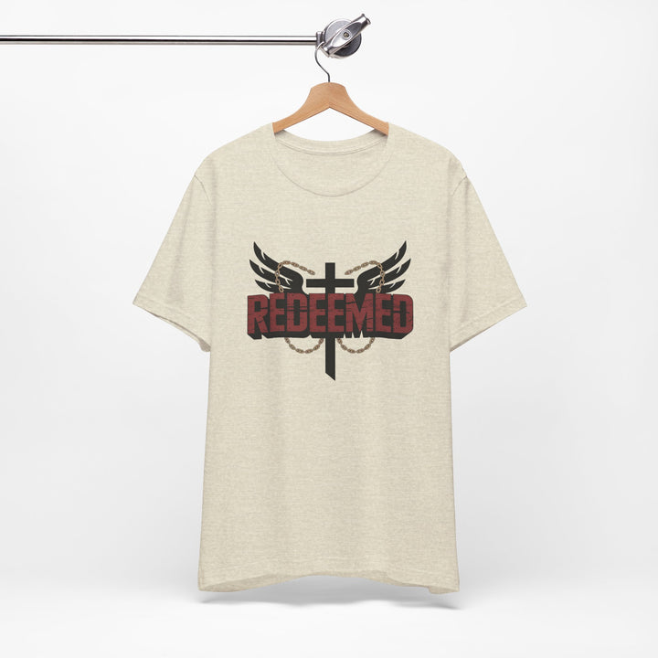 Christian Themed Unisex Short Sleeve Tee, Redeemed Shirt, Faith-Based Apparel, Inspirational T-Shirt, Spiritual Gift, Casual Wear