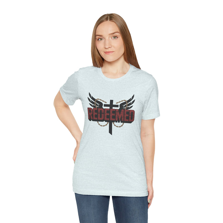 Christian Themed Unisex Short Sleeve Tee, Redeemed Shirt, Faith-Based Apparel, Inspirational T-Shirt, Spiritual Gift, Casual Wear