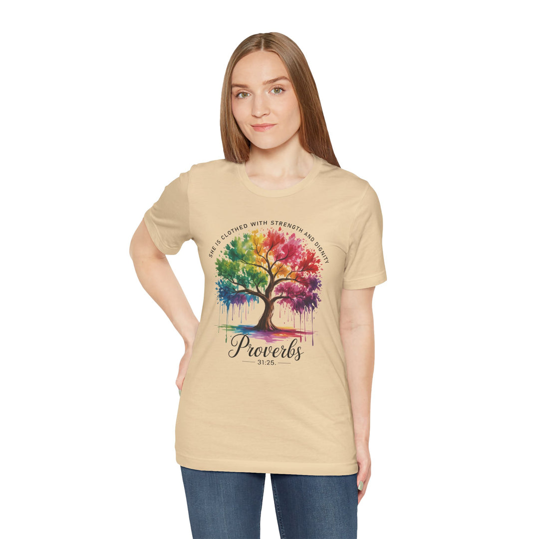 Rainbow Tree of Life Tee - Proverbs 31:25 Inspirational Shirt