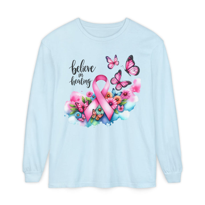 Breast Cancer Awareness Long Sleeve Tee, Supportive Gift, Inspirational Shirt for Women, Hope, Healing, Mother’s Day, Fundraising Event