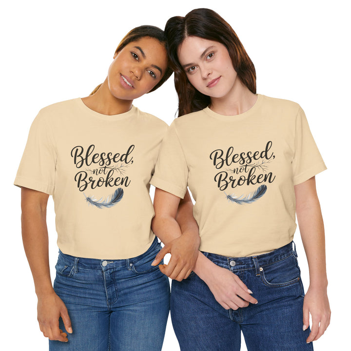 Blessed Not Broken - Graceful Feather Unisex Tee - Walk in Healing and Hope