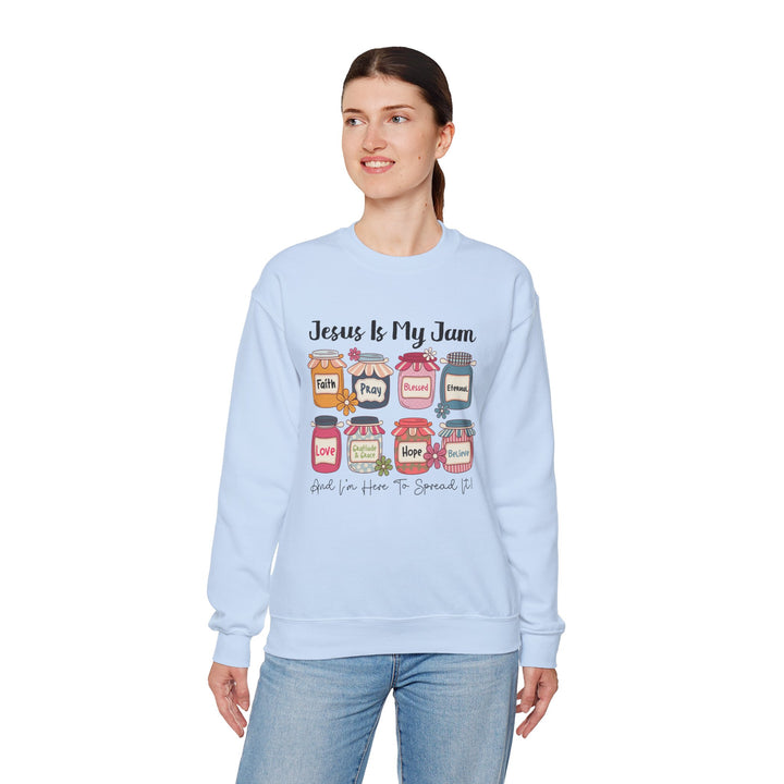 Jesus Is My Jam Sweatshirt, Unisex Crewneck, Comfort Wear, Christian Apparel, Perfect Gift for Faith Celebrations, Everyday Casual