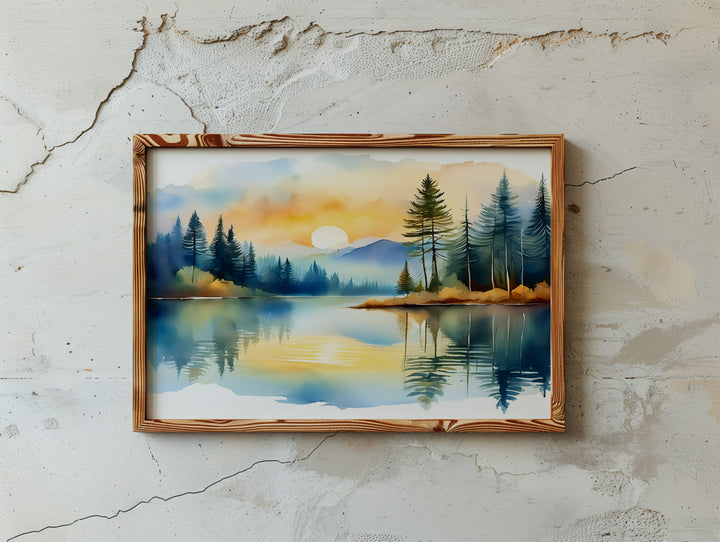 Silent Reflection – Watercolor Landscape Print Inspired by Psalm 46