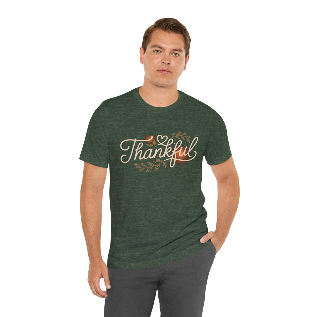 Thankful Tee - Unisex Jersey Short Sleeve Shirt for Thanksgiving, Gratitude Gift, Casual Wear, Family Gathering, Everyday Comfort