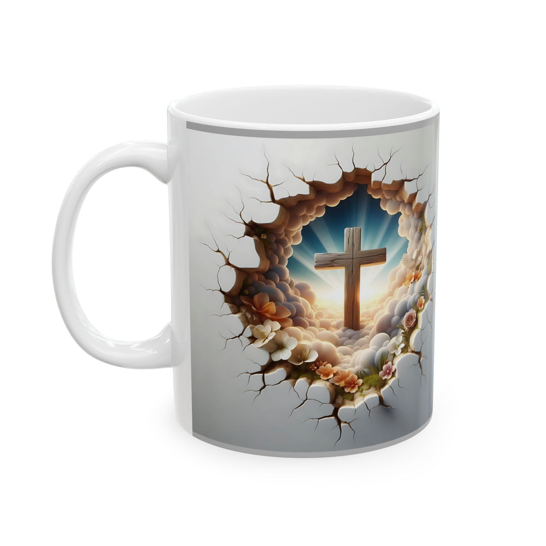 3D Christian Cross Ceramic Mug - Nature-Inspired Coffee Cup, Unique Gift for Nature Lovers, Home Decor, Morning Coffee, Relaxing Moments