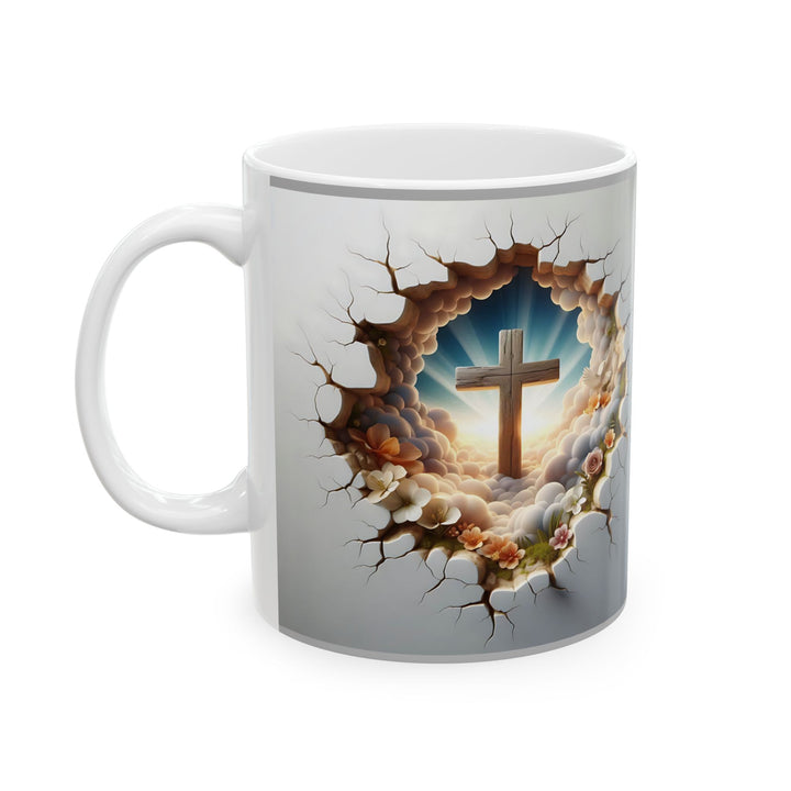 3D Christian Cross Ceramic Mug - Nature-Inspired Coffee Cup, Unique Gift for Nature Lovers, Home Decor, Morning Coffee, Relaxing Moments