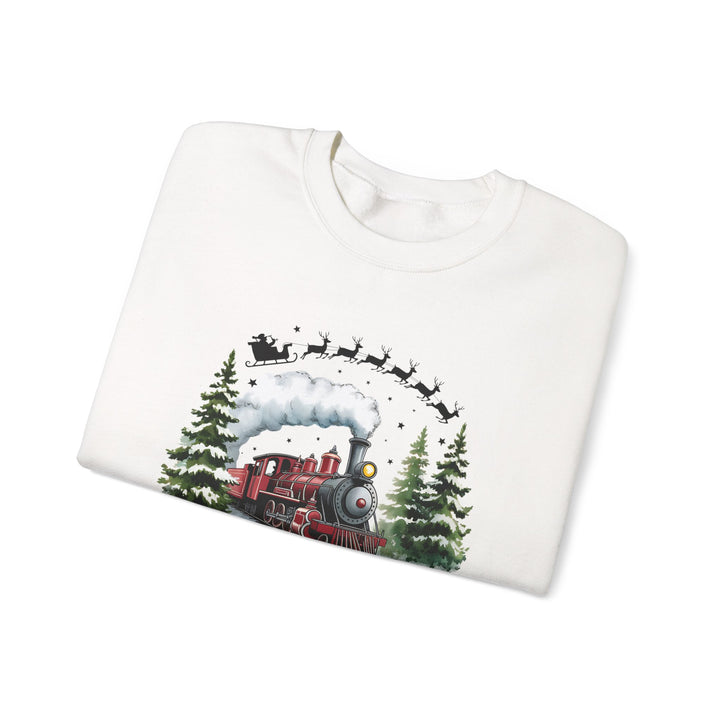 Believe Train Sweatshirt, Cozy Winter Crewneck, Christmas Gift, Holiday Apparel, Unisex Fleece