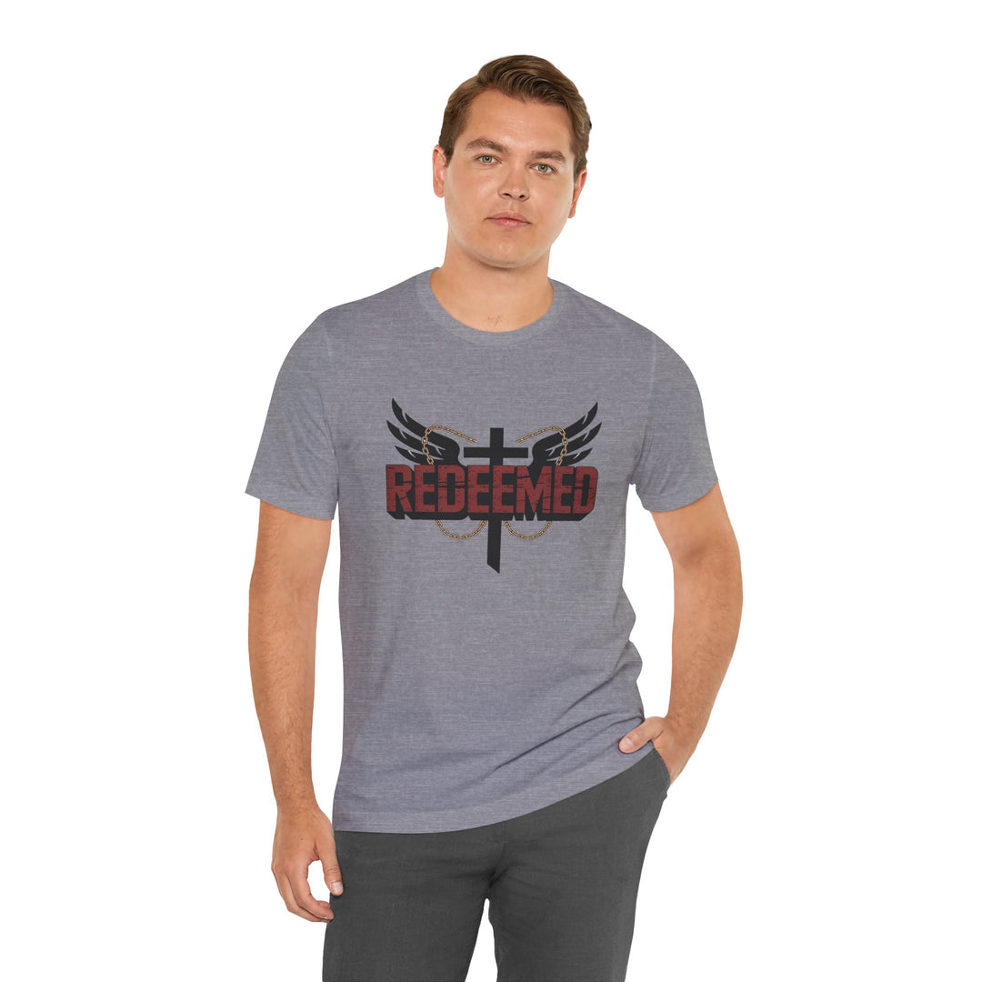 Christian Themed Unisex Short Sleeve Tee, Redeemed Shirt, Faith-Based Apparel, Inspirational T-Shirt, Spiritual Gift, Casual Wear
