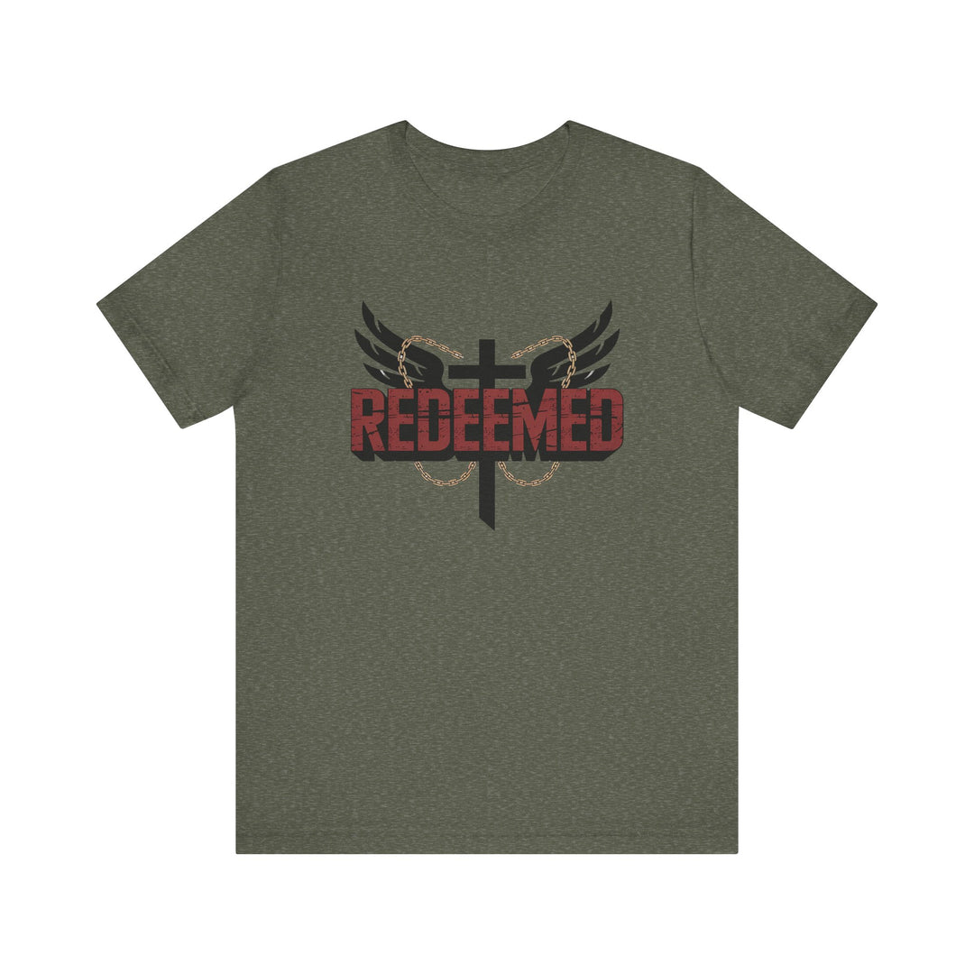 Christian Themed Unisex Short Sleeve Tee, Redeemed Shirt, Faith-Based Apparel, Inspirational T-Shirt, Spiritual Gift, Casual Wear